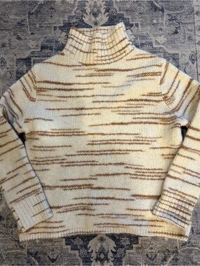 Banana Republic Cream and Brown Marled Turtleneck Sweater
